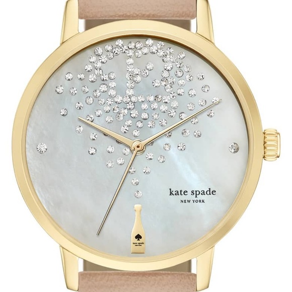 kate spade Accessories - Kate Spade New Metro Leather Strap Watch Champagne at Midnight NWT